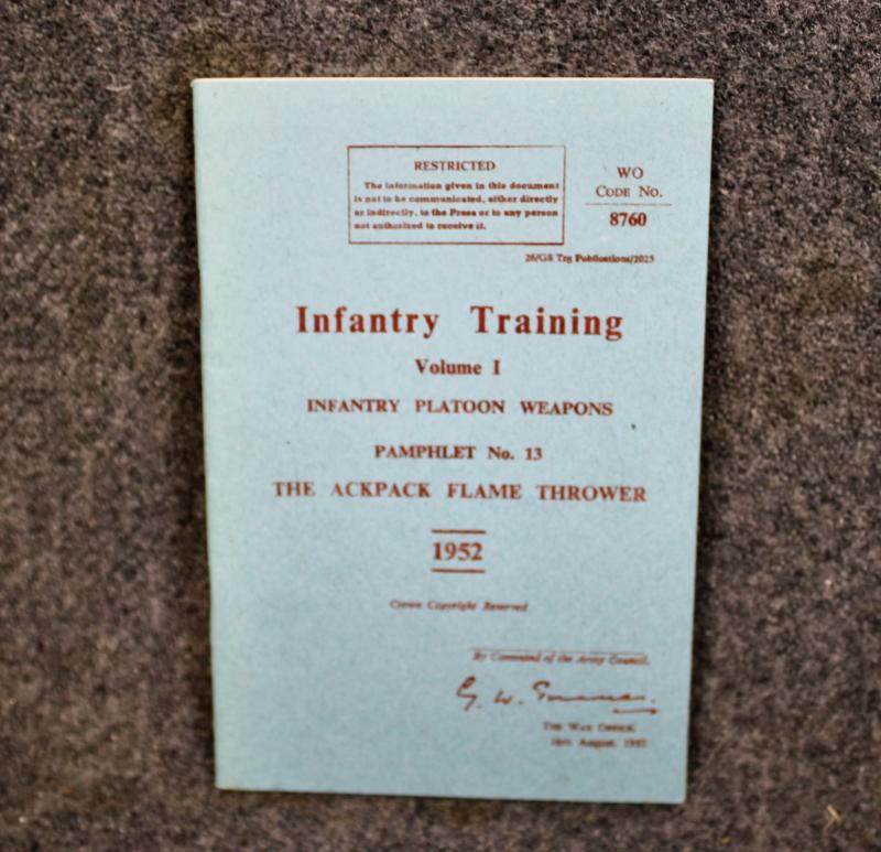 Infantry Training The  Ackpack Flame Thrower Pamphlet No13