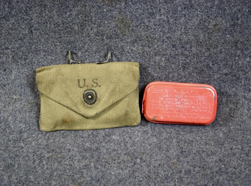 U.S. M1942 Field Dressing Pouch & Carlisle Field Dressing Tin