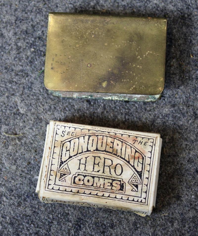 British Brass Match Box Cover & Matches