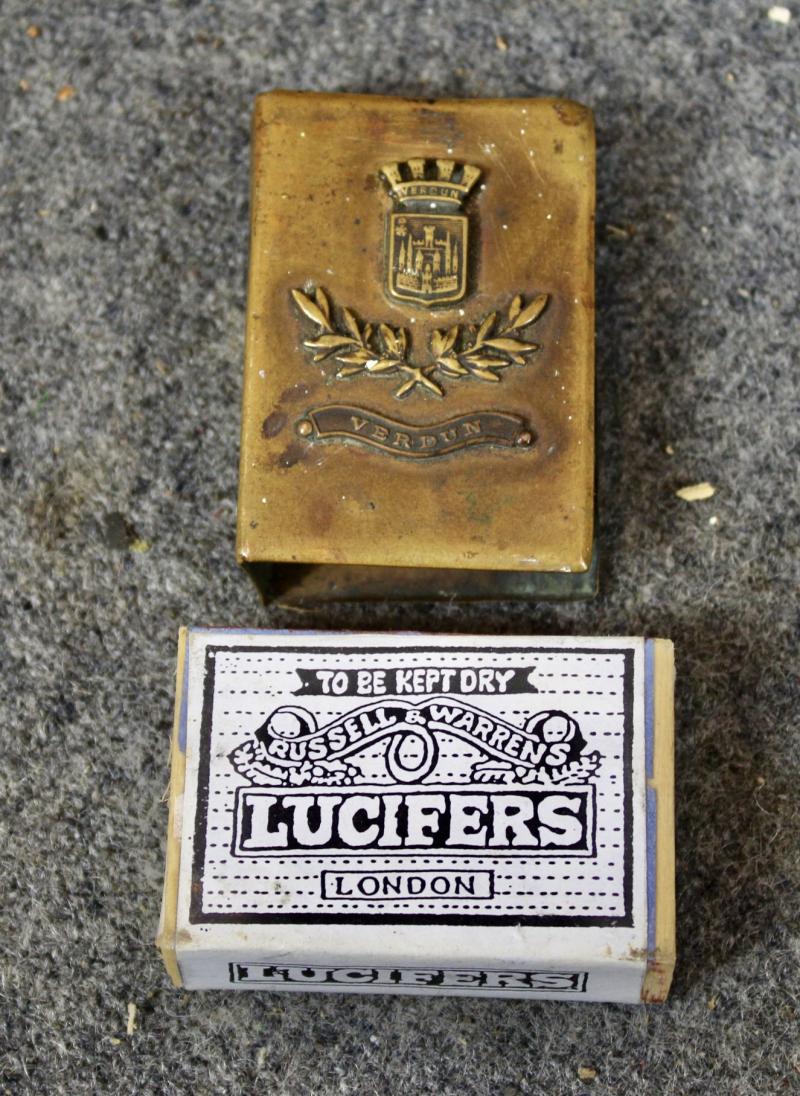 British Brass Match Box Cover & Matches