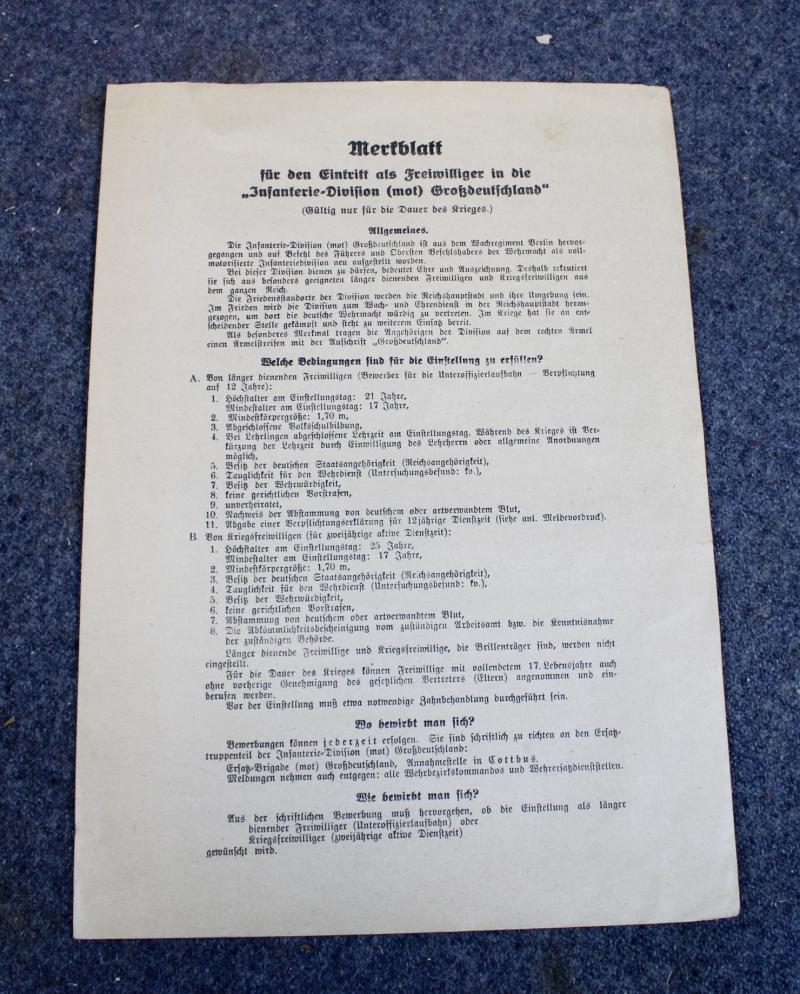 Gross Duetschland Regiment Application Form