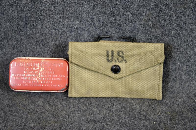 U.S. British Made Field Dressing Pouch & Carlisle Field Dressing Tin