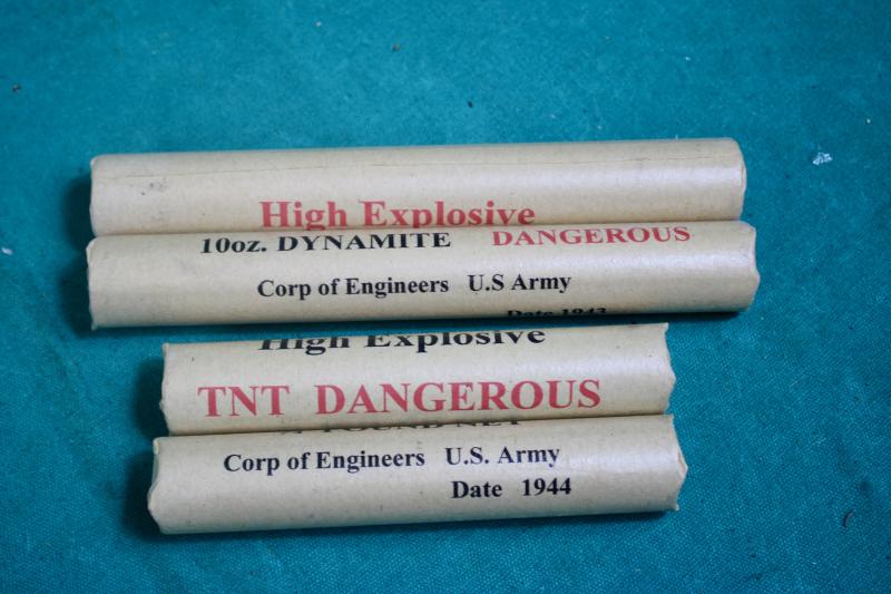 Reproduction U.S. WW2 Dummy Dynamite Sticks & Box